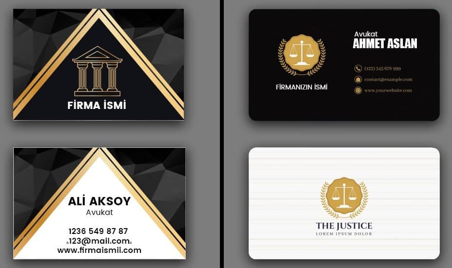 avukat ve hukuk bürosu kartvizit tasarımları