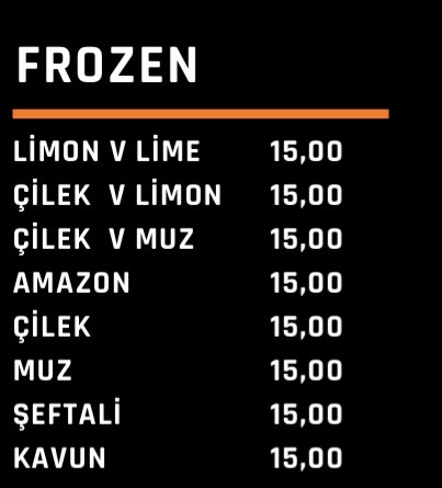 frozen menu tasarımı